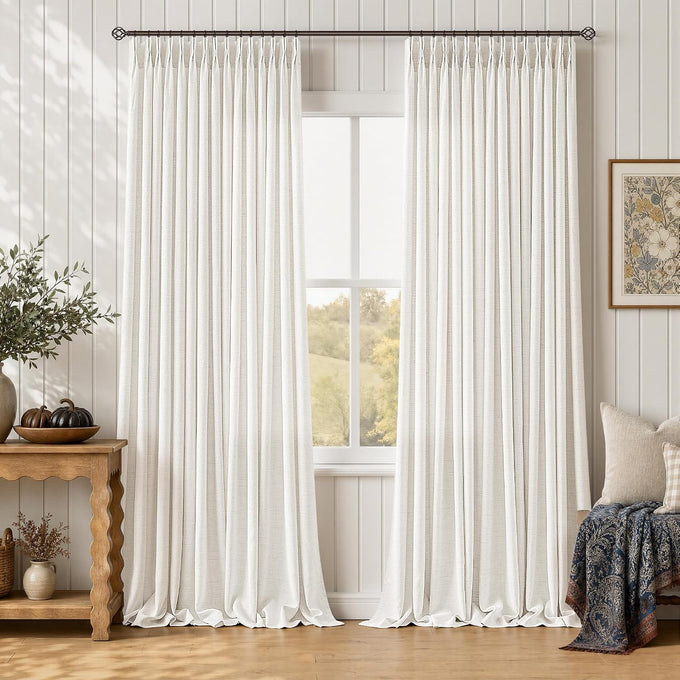72 Inch Wide Curtains Extra Wide Pinch Pleated Thick Linen Drapes 72x102