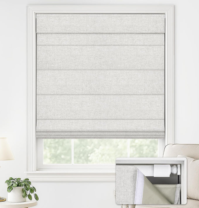 LazBlinds No Drill Roman Shades, Light Filtering, 46" W x 64" H, Off White