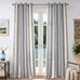 DriftAway Farmhouse Curtains for Living Room Vertical Striped Linen Curtains Semi Sheer Light Filtering Grommet Window Treatments, 120 Inches Long, 2 Panels, Jean Navy on Beige