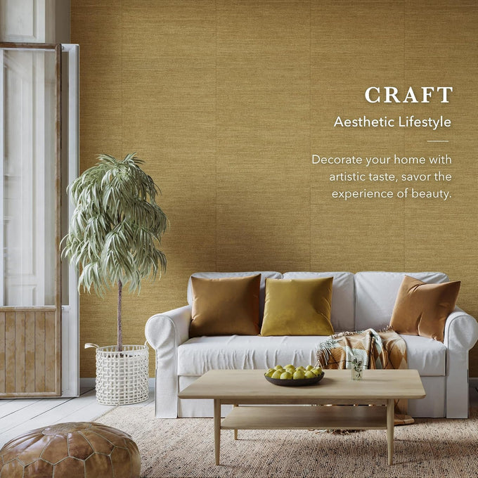 GoDear Design Faux Grasscloth Textured Wallpaper Cabinet Covers, Straw