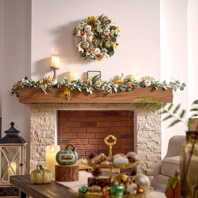 Valery Madelyn 20'' Fall Wreaths for Front Door with LED Lights