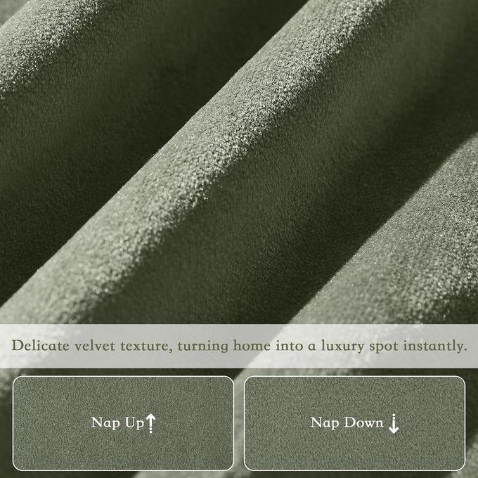 StangH Sage Green Pinch Pleat Velvet Curtains 96 Inches Long 2 Panels
