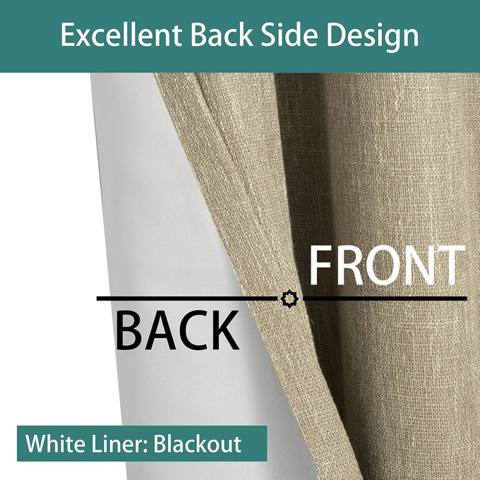 LORDTEX Linen Look Textured Blackout Curtains with Thermal Insulated Liner