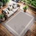 CAMILSON Outdoor Rug 5x7,Modern Outside Rugs for Patios Porches Waterproof Durable Washable Non-Shedding, Easy-to-Clean Indoor Outdoor Area Carpet (5 x 7, Bordered - Gray/White)