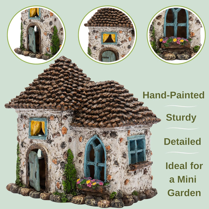 PRETMANNS Fairy Garden House Kit for Outside - Pinecone, 2 Fairies & Sign