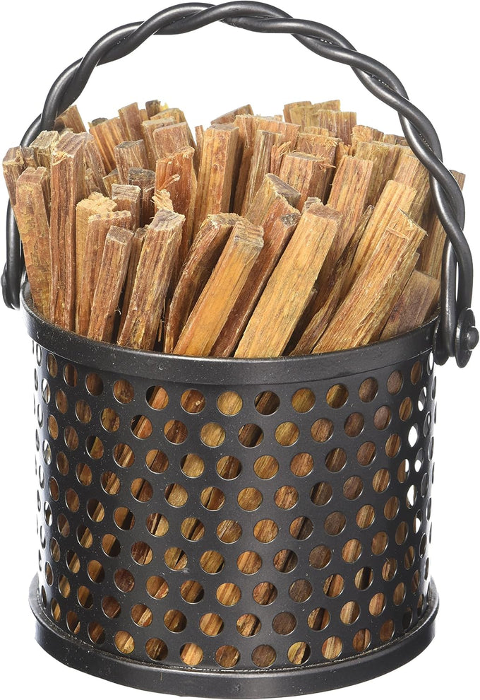 Minuteman International Twisted Rope Fatwood Holder Basket Caddy, Wrought Iron, 6.75 x 5.5 x 5.5, Graphite