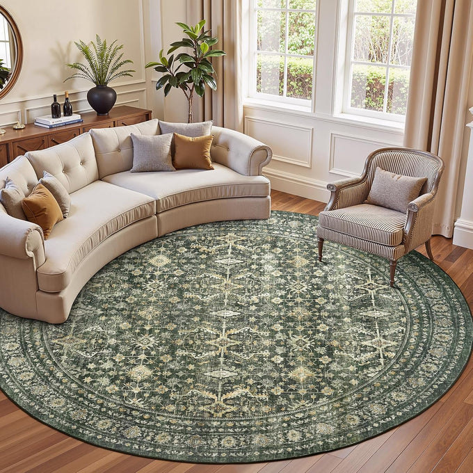 8x10 Area Rugs for Living Room Green Washable Non-Slip Large Carpet
