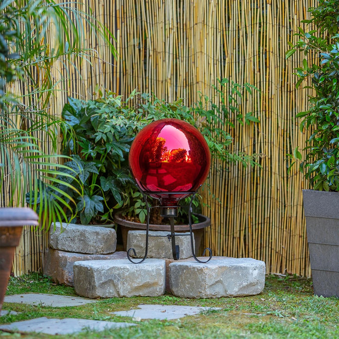 Alpine Corporation 10" Diameter Indoor Outdoor Glass Gazing Globe Yard Decor, Red