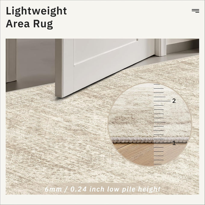 Soalmost Washable Area Rug 8x10 Large Soft Beige Rugs for Living Room