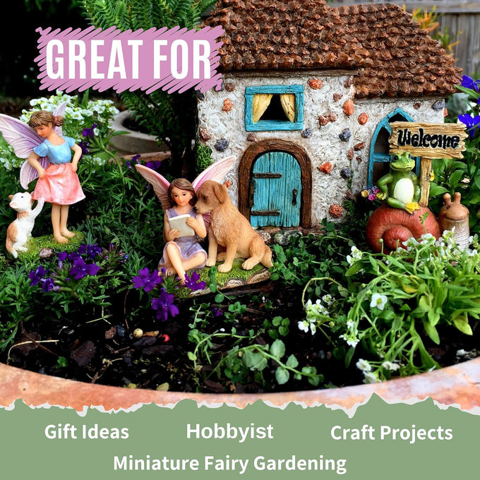 PRETMANNS Fairy Garden House Kit for Outside - Pinecone, 2 Fairies & Sign