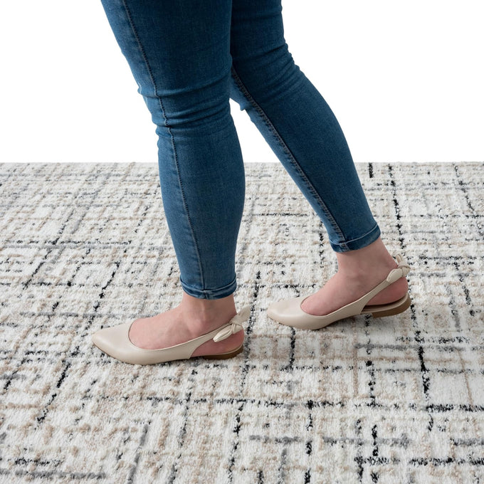 Abani Grey Area Rug for Living Room, Bedroom - Crosshatch Pattern- 4' x 6' -Durable & Easy to Clean