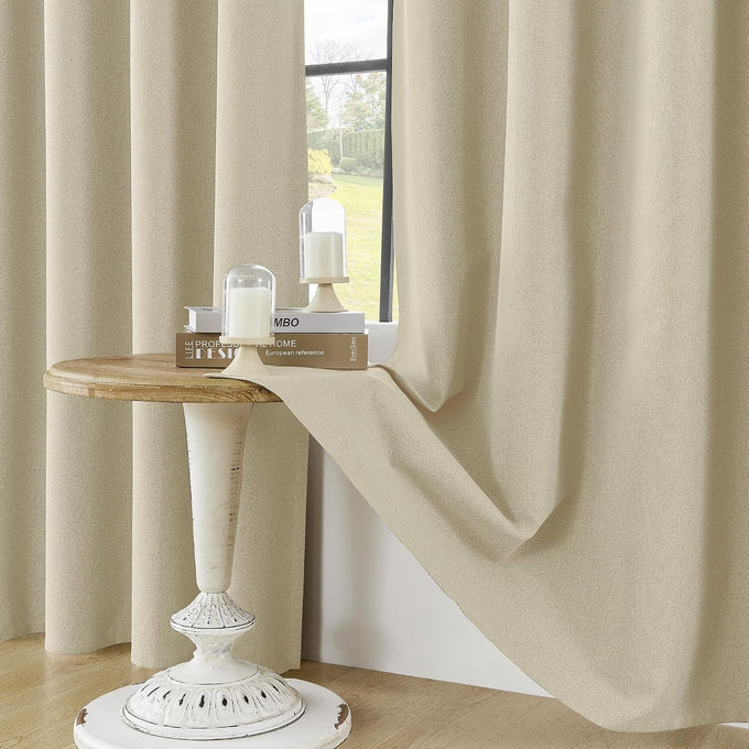 ChrisDowa Tan Blackout Curtains 102 Inches Long 2 Panels for Bedroom