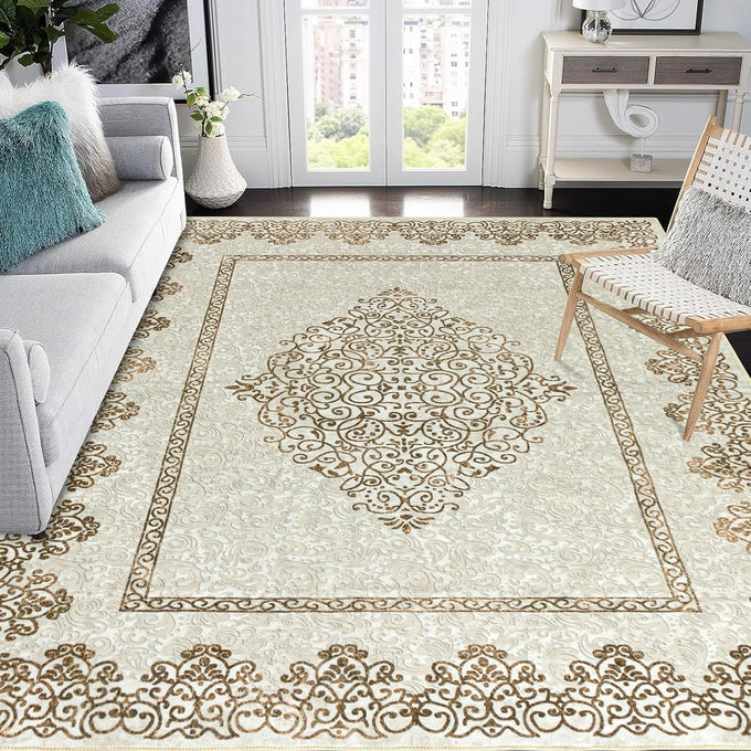 Easy-Going Area Rug 6x9 Washable Boho Rugs for Living Room Non-Slip