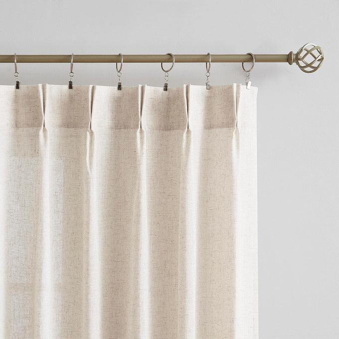 Vision Home Natural Linen Pinch Pleated Semi Sheer Curtains 60Wx84Lx1