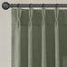 Jowels Blue Pleated Thick Linen Curtains 90 Inch Long for Living Room