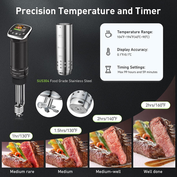 KitchenBoss WiFi Sous Vide Cooker Ultra-quiet 1100W Sous Vide G322PT