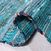 SAFAVIEH Rag Rug Collection Area Rug - 6' Square, Blue & Multi, Handmade Boho Stripe Cotton, Ideal for High Traffic Areas in Living Room, Bedroom (RAR121B)