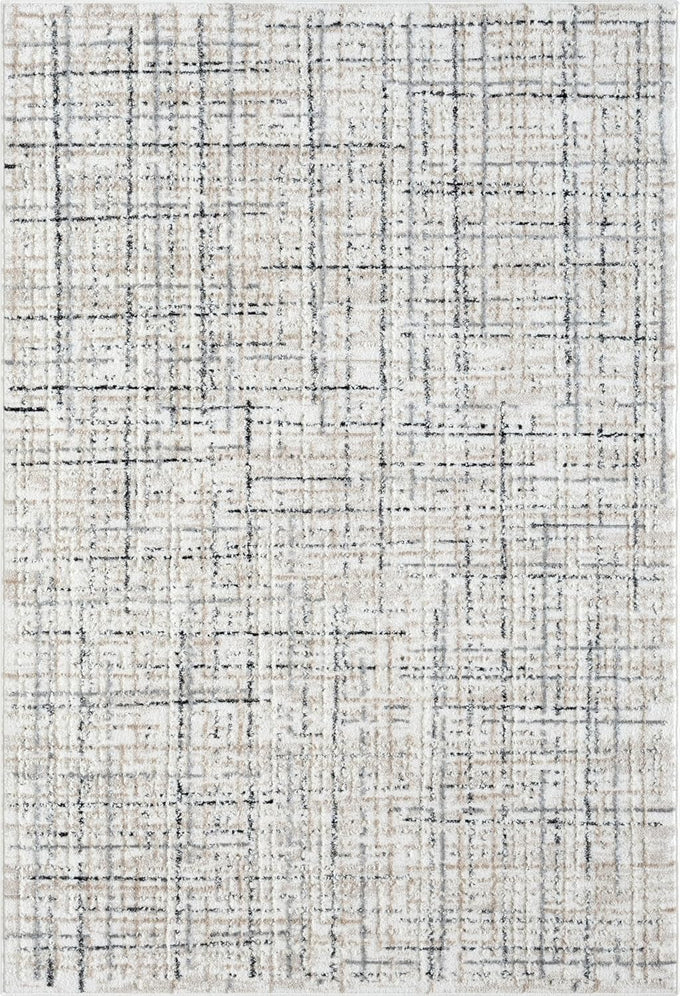 Abani Grey Area Rug for Living Room, Bedroom - Crosshatch Pattern- 4' x 6' -Durable & Easy to Clean