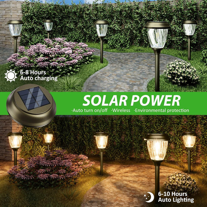 XMCOSY+ Solar Pathway Lights Outdoor 6 Pack, 2 Lighting Solar Garden Lights
