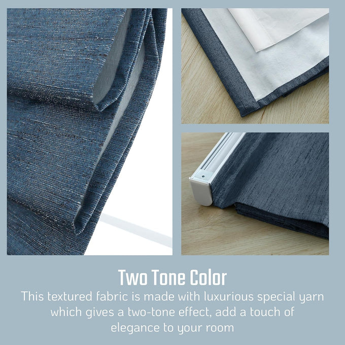 Everyday Celebration Roman Shades for Windows, Cordless Room Darkening Roman Window Shades, Pull Down Window Treatment, Indoor Blinds & Shades with Woven Fabric 35" W X 64" H, (Indigo Blue)
