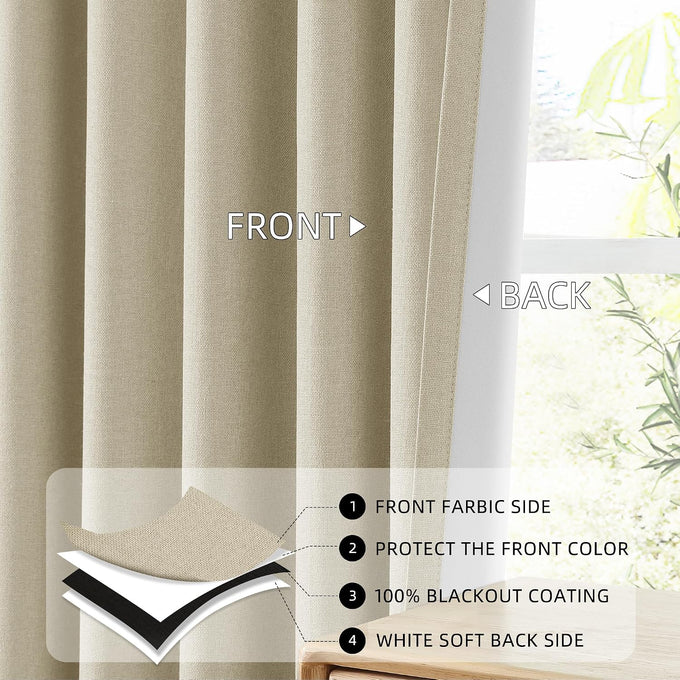 ChrisDowa Tan Blackout Curtains 102 Inches Long 2 Panels for Bedroom