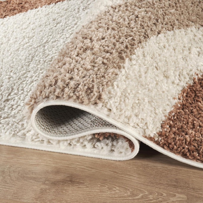 Abani Lisbon Collection Cream & Rust Area Rug, 4' x 6' – Geometric Design, Non-Shedding, Easy to Clean, Durable for Living Rooms, Bedrooms & Offices, Pet & Kid Friendly