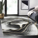 Abani Grey & Gold Metallic Contemporary Ribbon 4' x 6' Area Rug, Rugs Swirl Design Neutral Non-Shed Bedroom Rug