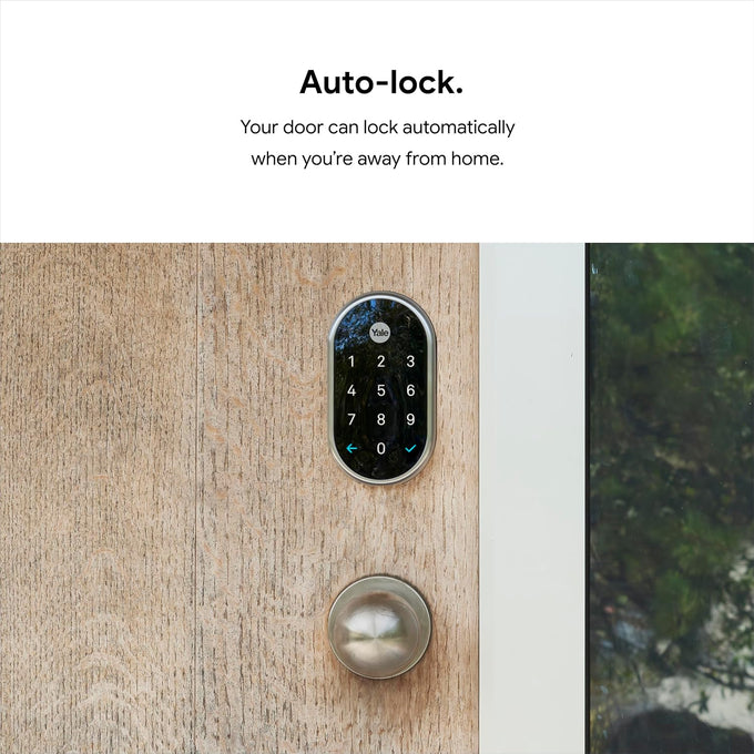Google Nest x Yale Lock - Tamper-Proof Smart Lock for Keyless Entry - Keypad Deadbolt Lock for Front Door - Satin Nickel