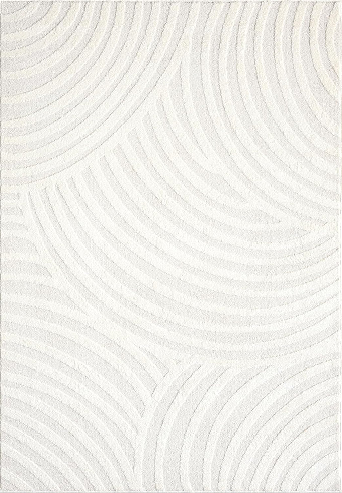 Abani Nomad Cream Tone-on-Tone Area Rug 5' x 8' for Living Room, Bedroom - Linear Curves Pattern - Durable & Easy to Clean