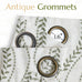 jinchan Boho Linen Curtains 63 Inch Green on Beige Grommet 2 Panels
