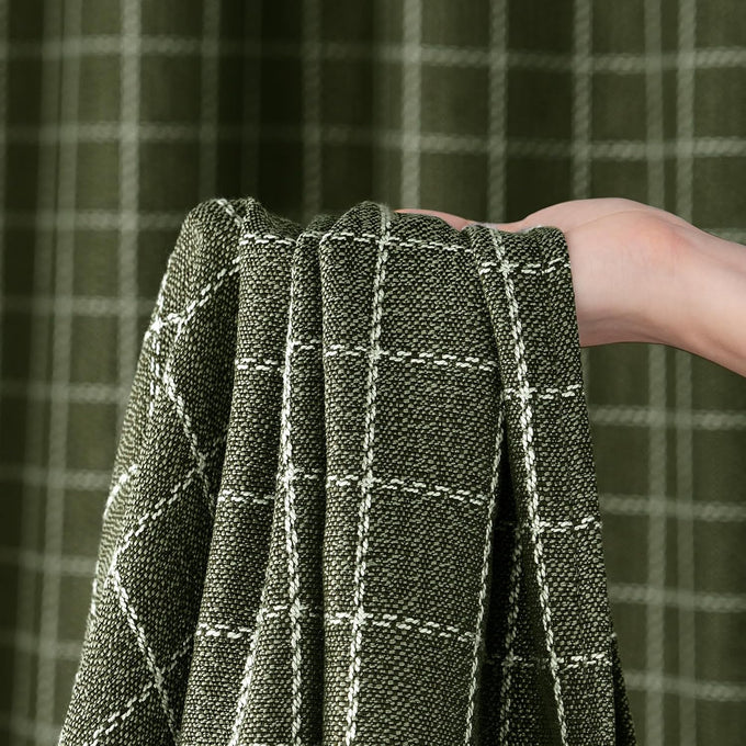 NICETOWN Plaid Jacquard Brown Bedroom Curtains, Rod Pocket & Back Tab Geometric Pattern Thick Wovern Mudcloth Rustic Farmhouse Window Drapes for Home Decor, W52 x L96, 2 Panels