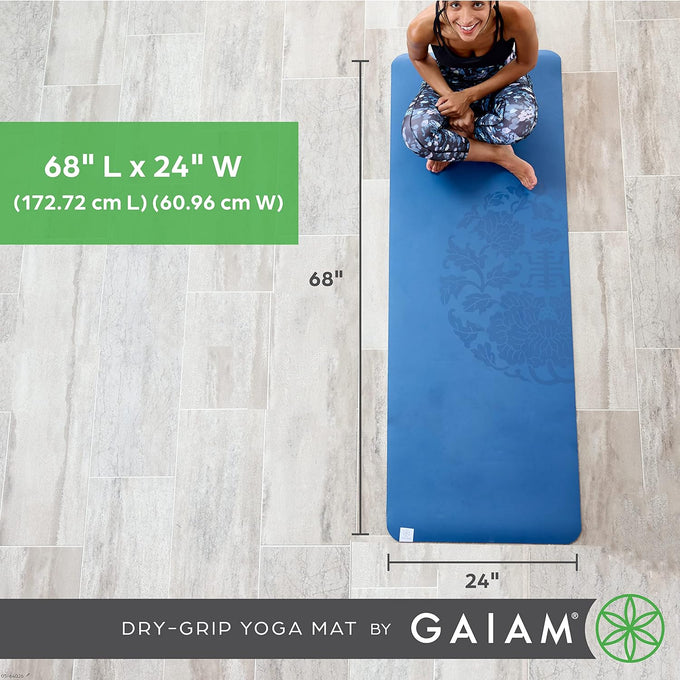 Gaiam Dry-Grip Yoga Mat, Non-Slip, Hot Yoga