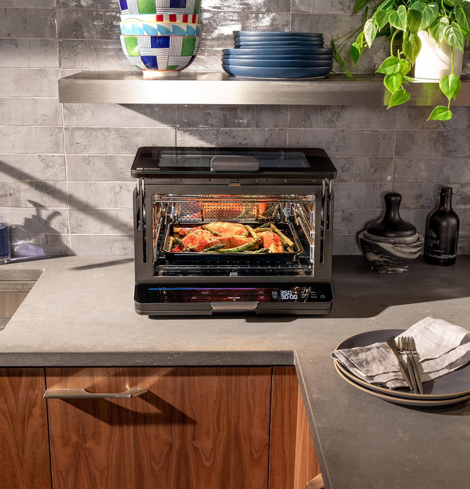 GE Profile Smart Oven with No Preheat, 11-in-1 Countertop Oven including Air Fry, Warm, Toast, Broil, Roast, Pastry, Reheat, and more, WiFi and Smart Connected, Black
