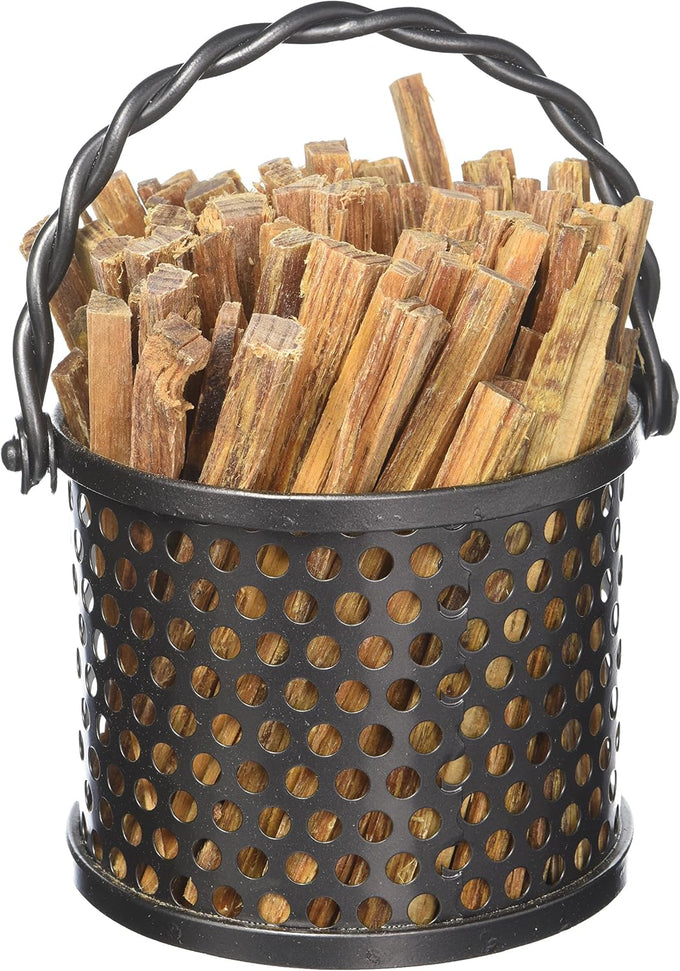 Minuteman International Twisted Rope Fatwood Holder Basket Caddy, Wrought Iron, 6.75 x 5.5 x 5.5, Graphite