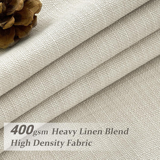 Thick Linen Sand Beige Black Out Curtains 96 Inch Long for Living Room, Elegant Pinch Pleated Room Darkening Cream Curtain & Drapes 40x96 Length for Bedroom Privacy Insulated Windows Burg 2 Panels Set