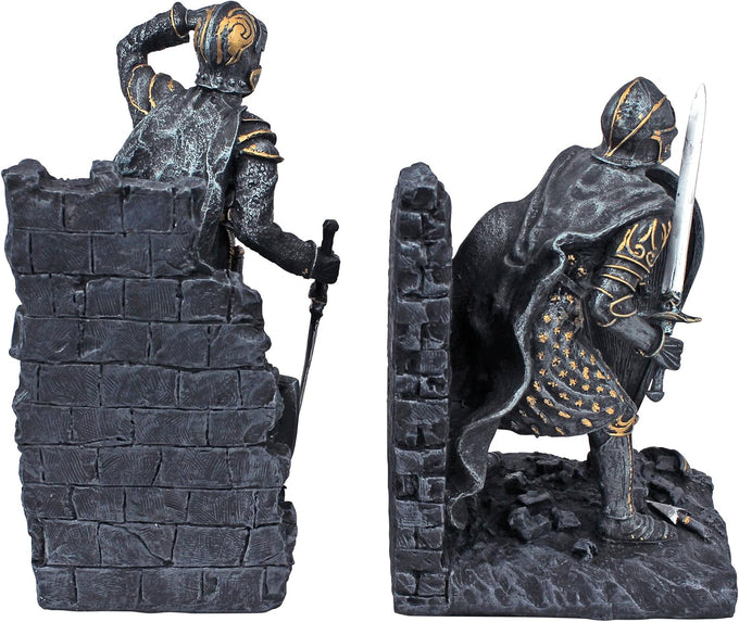 Design Toscano Arthurian Knight Bookends,Grey Stone,8 Inch, Set of Two