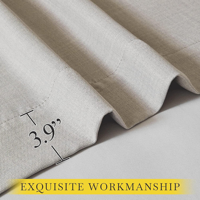 NICETOWN Living Room Curtains 2 Panels Sets Faux Linen Textured, Pinch Pleated Room Darkening Light/Heat Blocking Window Treatments Thermal Curtains for Bedroom, Angora, W50 x L102