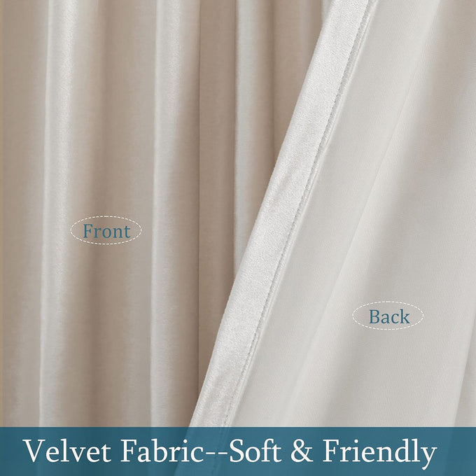 PRIMROSE Cream Ivory Curtains 108 inch for Living Room,2 Panels Drapes Blackout Rod Pocket Back Tab Window Treatment Room Darkening Thick Decorative Curtains for Bedroom