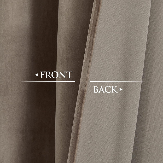 StangH Taupe Velvet Curtains Luxury Extra or Living Room, W52 x L108, 2 Pcs