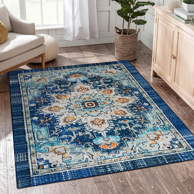 Easy-Going Area Rug 6x9 Washable Boho Rugs for Living Room Non-Slip
