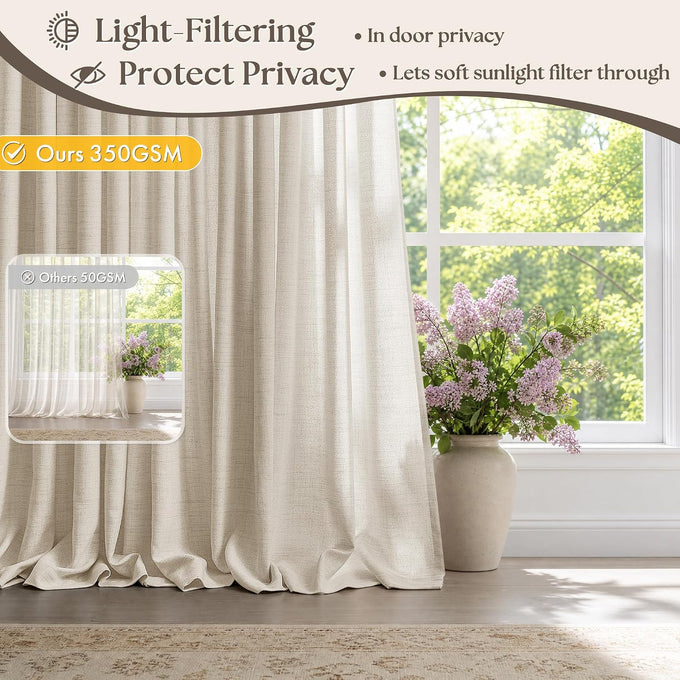 72 Inch Wide Curtains Extra Wide Pinch Pleated Thick Linen Drapes 72x102