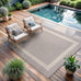 CAMILSON Outdoor Rug 5x7,Modern Outside Rugs for Patios Porches Waterproof Durable Washable Non-Shedding, Easy-to-Clean Indoor Outdoor Area Carpet (5 x 7, Bordered - Gray/White)