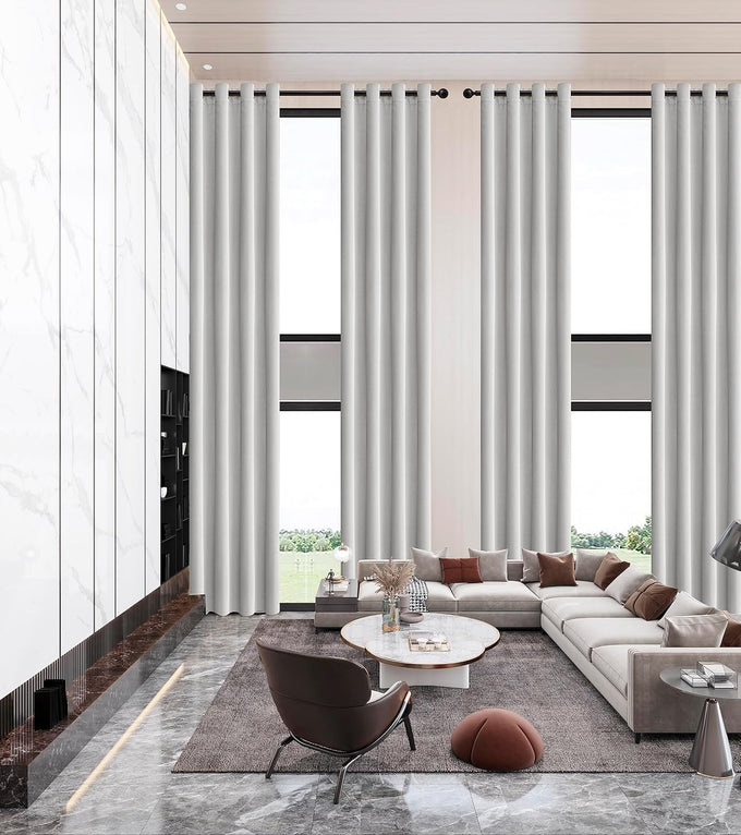 Qiseca Extra Long Curtains High Ceiling Drapes 20Ft for Living Room, Tall Windows Custom Made 2 Story Blackout Curtains for High Living Room Bedroom Loft Theater W52xL240 Inches Long 1 Panel, White
