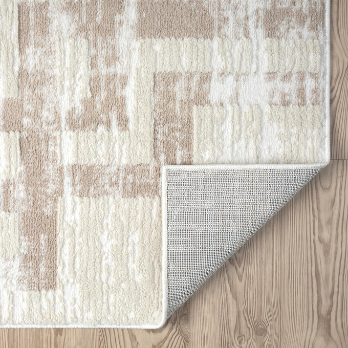 Abani Cream Area Rug for Living Room, Bedroom - Art Deco Pattern- 5' x 8' -Durable & Easy to Clean