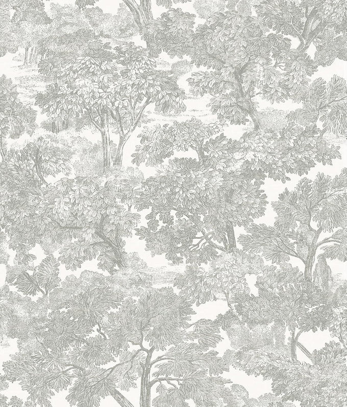 Chesapeake Black Spinney Toile Wallpaper, Prepasted, Washable, Strippable, 20.5 in x 33 ft
