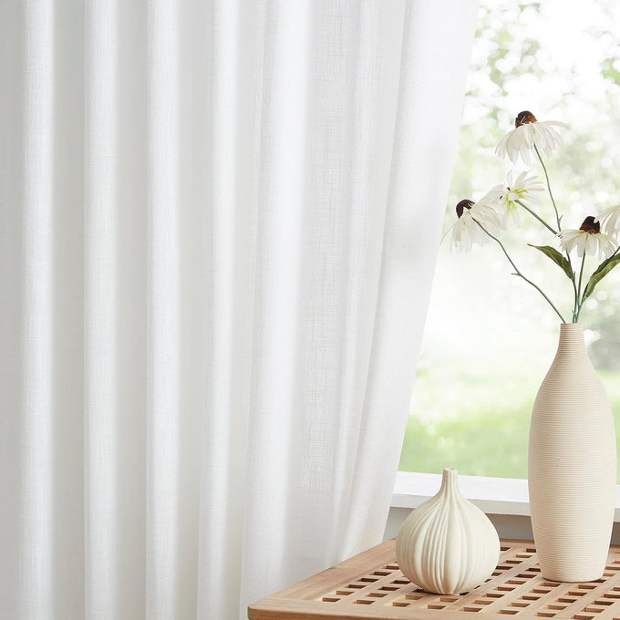 Vision Home White Pinch Pleated Semi Sheer Curtains 60Wx90Lx1