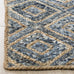 SAFAVIEH Cape Cod Collection Area Rug - 4' Square, Natural & Blue, Handmade Flat Weave Diamond Braided Jute & Denim, Ideal for High Traffic Areas in Living Room, Bedroom (CAP354A)