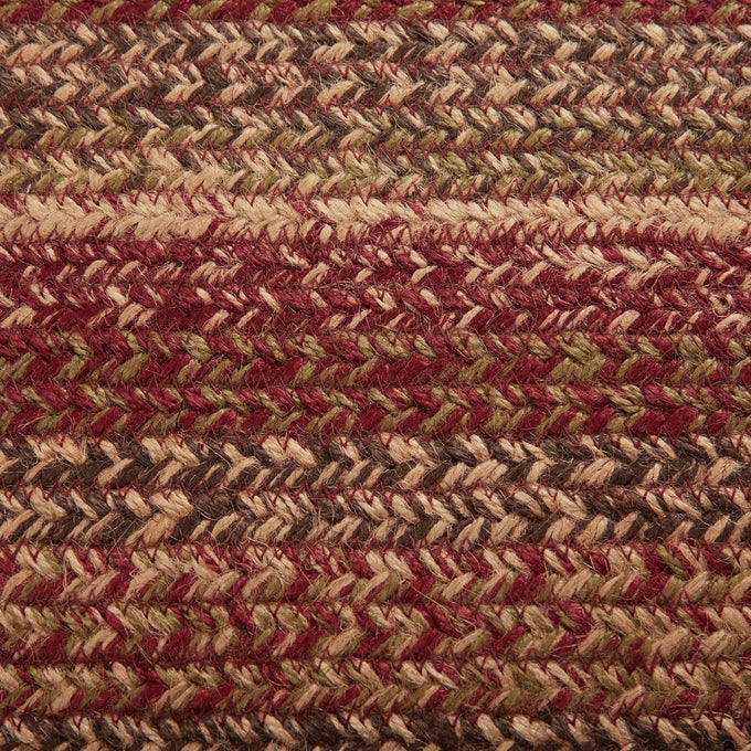 VHC Brands 69418 Cider Mill Jute Collection 27 x 48 Inch Country Braided Oval Entryway Area Rug with Non Slip Pad, Burgundy and Tan