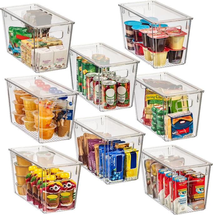ClearSpace Plastic Storage Bins with Lids for Pantry & Fridge, 8 Pack