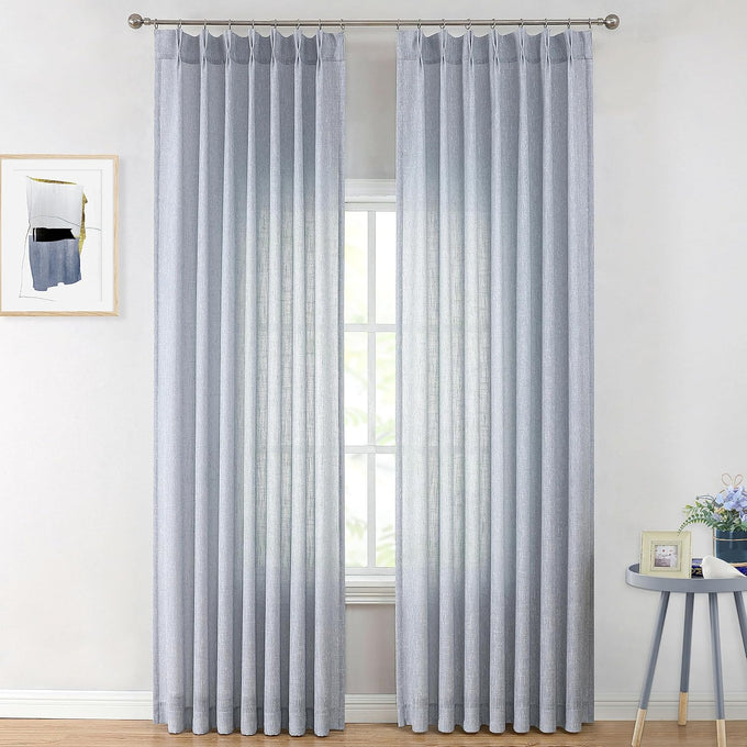 Vision Home White Pinch Pleated Semi Sheer Curtains 60Wx90Lx1